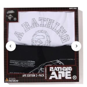 NIB BAPE MENS SHORT SLEEVE TEE SHIRT PACKAGE BOX Ape Head Black White